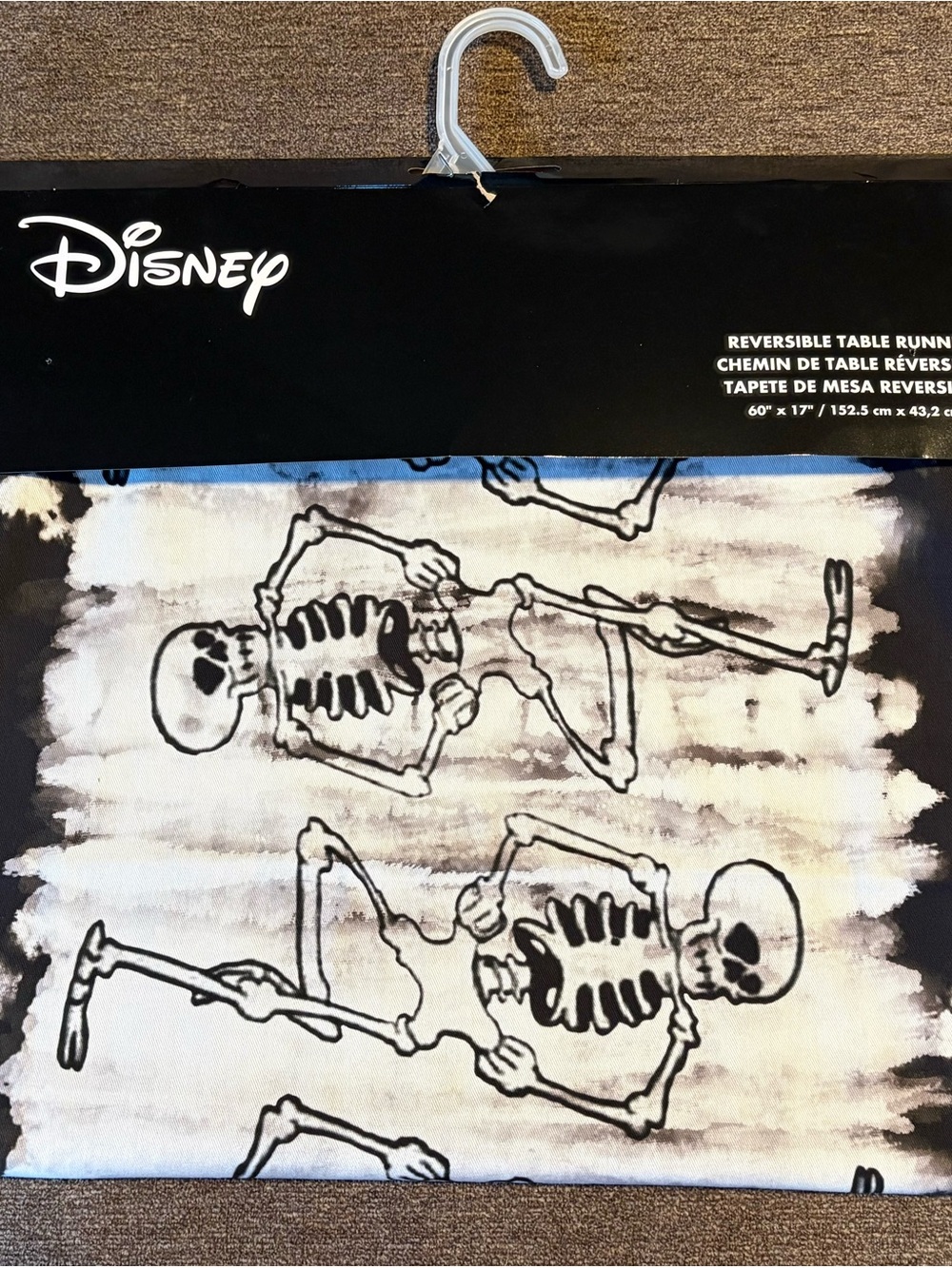 Disney Skeleton Dance Halloween Table Runner 60x17 Black/White Polyester, NEW